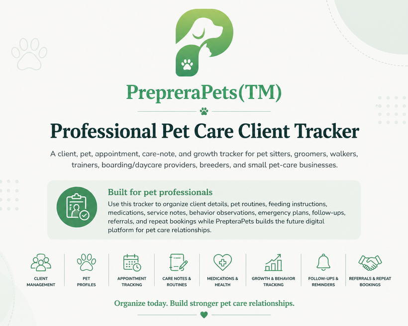 PrepteraPets™ Professional Pet Care Client Tracker