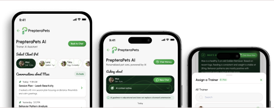 AI and trainer app screens